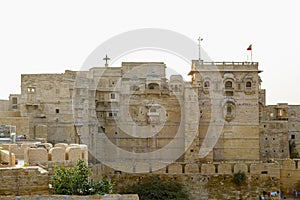 City walls of Jaisalmer fortress in Rajasthan, India