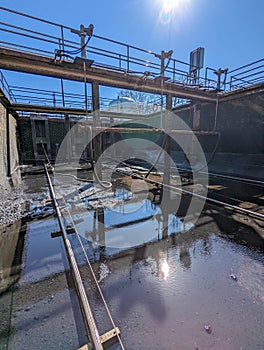 City water treatment plant sediment basin photo