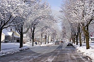 City in Winter, Houses, Homes, Neighborhood Snow