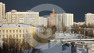 City winter landscape Cadet Corps in Moscow