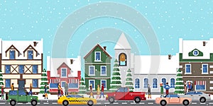 City at Wintertime Poster on Vector Illustration