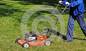 City workers - summer lawn mowing