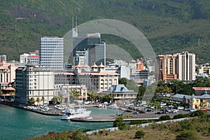 City and yacht-club with car park. Port Louis, Mauritius