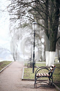 City â€‹â€‹alley autumn bench loneliness