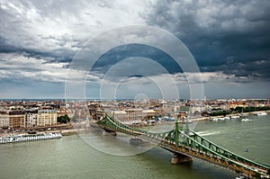 Citycape with bridge over Danube