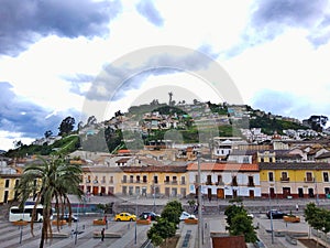 Citycenter in Quito Ecuador , the historic buildings in colonial america.