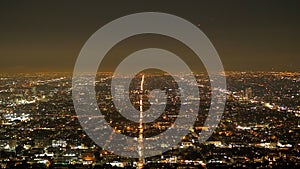 The citylights of Los Angeles by night - aerial view
