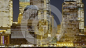 Citylights of New York - the financial district by night - street photography