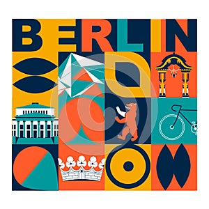 Berlin culture travel set vector illustration