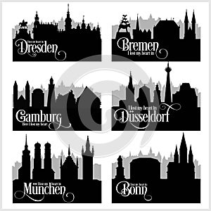 Citys of Germany - vector set. Detailed architecture. Trendy vector illustration. photo