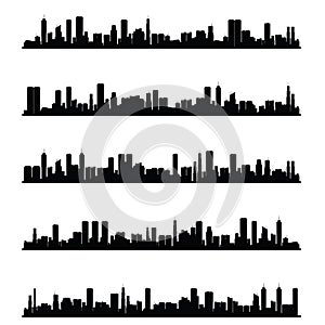 Citys silhouette panorama in black color