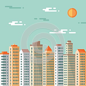 Cityscape - abstract buildings - vector concept illustration in flat design style. Real estate flat illustration.