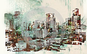 Cityscape with abstract textures