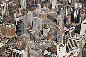 Cityscape aerial view of Chicago city residential or downtown district. American life, or midwest building exterior architecture