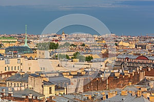 Cityscape aerial view from the Colonnade of St. Isaac's Cathedral Saint Petersburg Russia