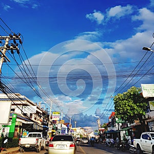 Cityscape against  blue sky