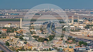 Cityscape of Ajman from rooftop with modern buildings timelapse. photo