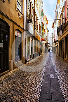 Cityscape of an alley in the city of Coimbra Portugal