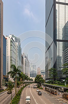 Cityscape along the Gloucester Rd. viewed from Wan Chai, Hong Kong