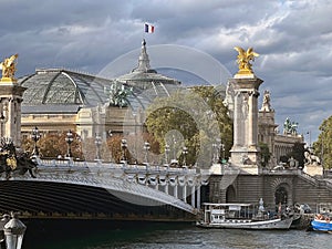 Cityscape along the Seine in Paris, France