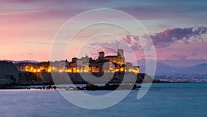 Cityscape of Antibes at sunset photo