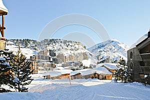 Cityscape of Avoriaz town in Alp, France