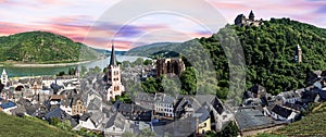 Cityscape of Bacharach Town in Germany, Rhine River Valley