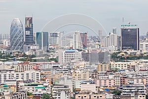 Cityscape Bangkok skyline with beautiful blue sky, central business district of Thailand.
