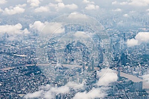 Cityscape Bangkok skyline, Thailand. Bangkok is metropolis and favorite of tourists live at between modern building / skyscraper, photo