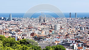 Cityscape of Barcelona with Sagrada Familia