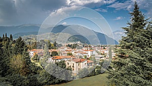 Bassano del Grappa with mediteran style houses and hills in the background Alpini in Vicenza, Italy photo