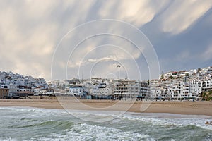 Cityscape and beach of Albufeira in the Algarve in Portugal