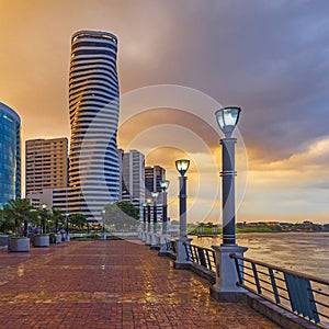 Guayaquil Cityscape at Sunset, Ecuador