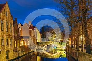 Cityscape with Belfort and the Green canal in Bruges