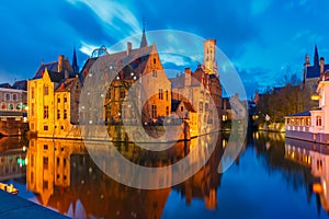 Cityscape with Belfort from Rozenhoedkaai in Bruges