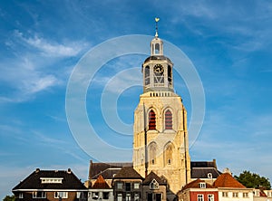 Cityscape of Bergen op Zoom with Sint Gertrudis church, known locally as De Peperbus