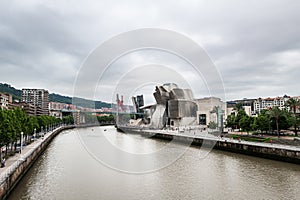 Cityscape of Bilbao by the river Nervion