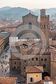 Basilica of San Petronio and Cityscape of Bologna Italy photo
