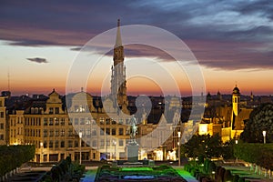 Cityscape of Brussels from Monts des Arts