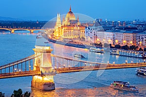 Cityscape of Budapest city on Danube river, Hungary