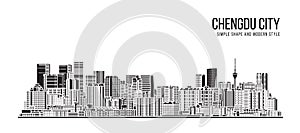 Cityscape Building Abstract Simple shape and modern style art Vector design - Chengdu city