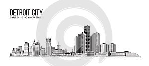 Cityscape Building Abstract Simple shape and modern style art Vector design - Detroit city