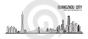 Cityscape Building Abstract Simple shape and modern style art Vector design - Guangzhou city