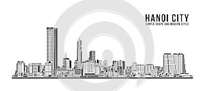 Cityscape Building Abstract Simple shape and modern style art Vector design - Hanoi city