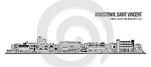 Cityscape Building Abstract Simple shape and modern style art Vector design -  Kingstown city photo