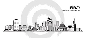 Cityscape Building Abstract Simple shape and modern style art Vector design - Liege city