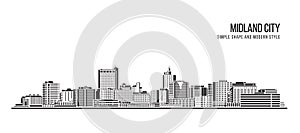 Cityscape Building Abstract Simple shape and modern style art Vector design - Midland city, texas