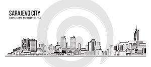 Cityscape Building Abstract Simple shape and modern style art Vector design - Sarajevo city photo