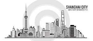 Cityscape Building Abstract Simple shape and modern style art Vector design - Shanghai city