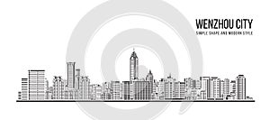 Cityscape Building Abstract Simple shape and modern style art Vector design -  Wenzhou city